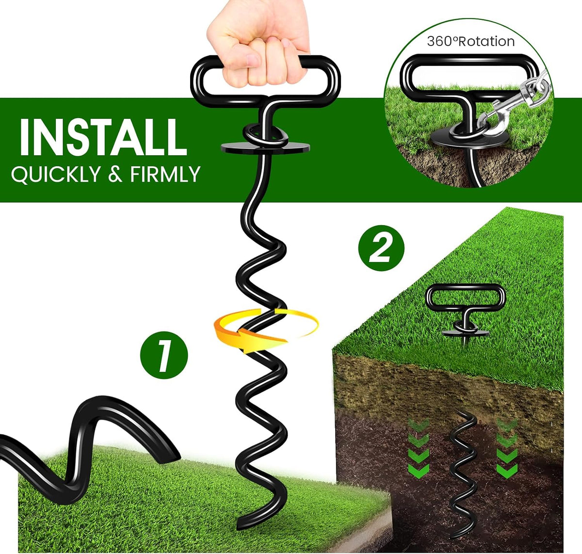 Dog Tie Out Stake, Heavy Duty Dog Stake for Outside – Essentials for Dogs - image 4