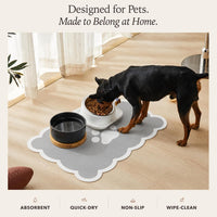 Scalloped Dog Feeding Mat, Beige White, 14" X 19” – Essentials for Dogs - Grey / 19"L x 14"W - image 3