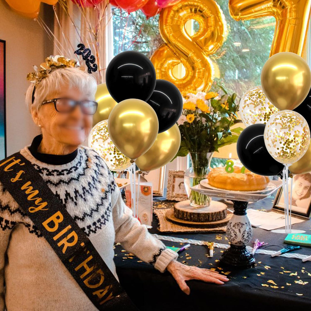 TONIFUL 4 Set Black Gold Balloon Stand Balloon Centerpieces for Table – Fun for Kids & Family - Black Gold / 4 Set Balloon Stand - image 4