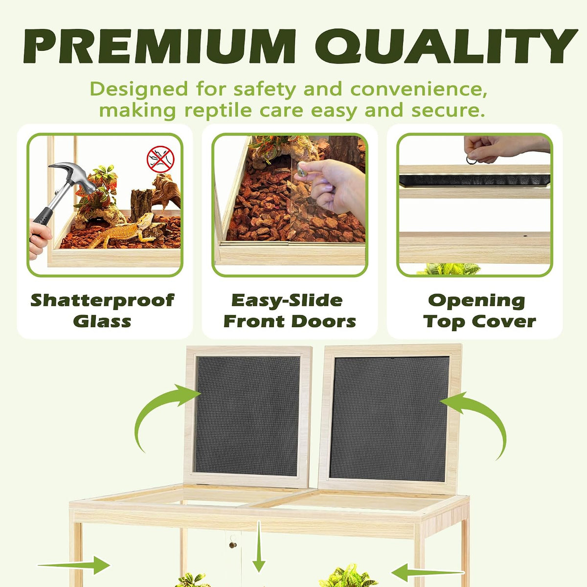 PROLEE 82 Gallon Bearded Dragon Tank - Oak / 31 Gallon (24x15.5x15.5 Inch) - image 3