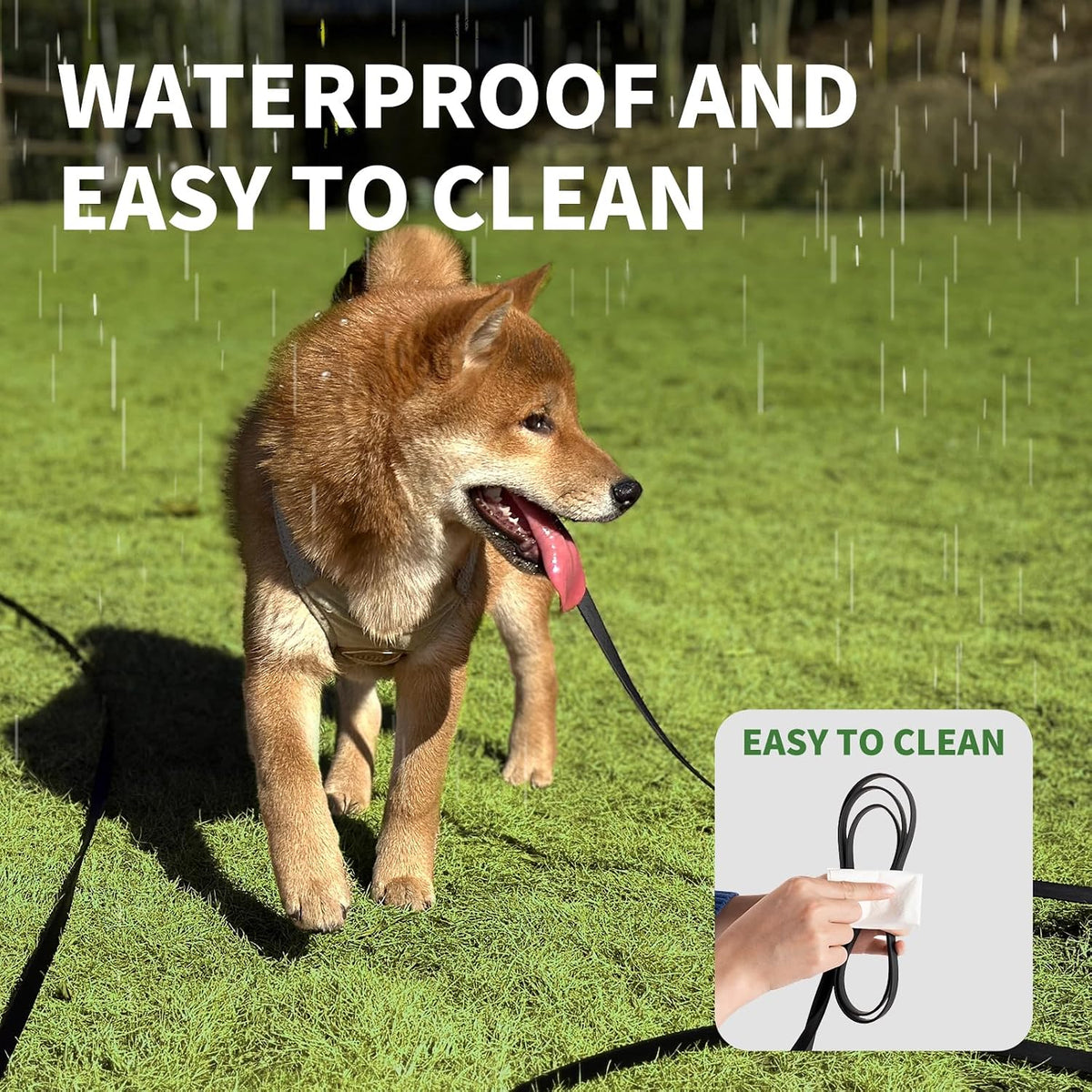 Dog Training Long Leash Waterproof Long Line Heavy Duty Outdoor - 20FT / Black - image 4