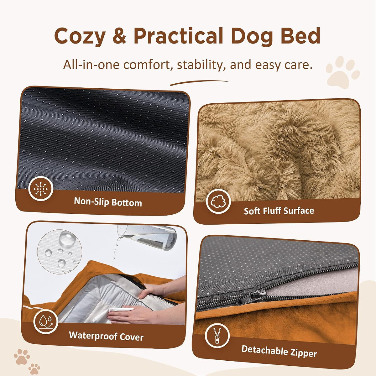 Comfort Expression Waterproof Orthopedic Dog Bed for Extra Large Dogs – Essentials for Dogs - 42.0"L x 30.0"W x 8.5"Th / Orange - image 4
