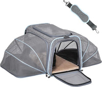 Petsfit Expandable Large Cat Carrier Small Dog Carriers Airline Approved, 17" Lx 11" Wx 11" H Soft-Sided Portable Washable Pet Travel Carrier with 2 Extension for Kittens, Puppies, Rabbits