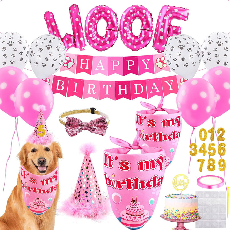 AROIC Dog Birthday Party Supplies - Pink