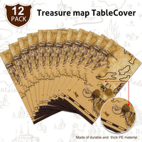 Irenare pirate tablecloth printed with a treasure map, skeleton, boat, mountain and treasure chest - view 6