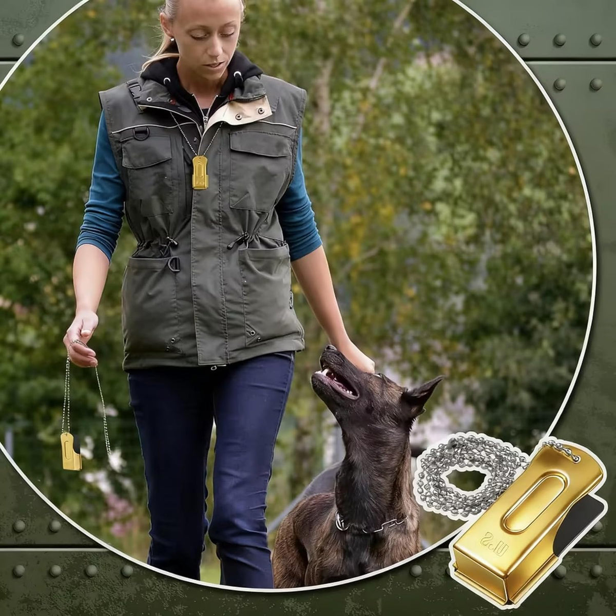 Jenaai 3 Pieces Brass Dog Training Clicker with Chain for Dogs Cats - Gold - image 3