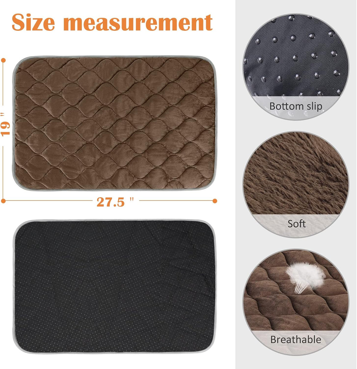 Self Warming Cat Bed Self Heating Cat Mat Thermal Pet Bed Mat - Coffee / 27.6"L x 18.8"W x 0.5"Th - image 3