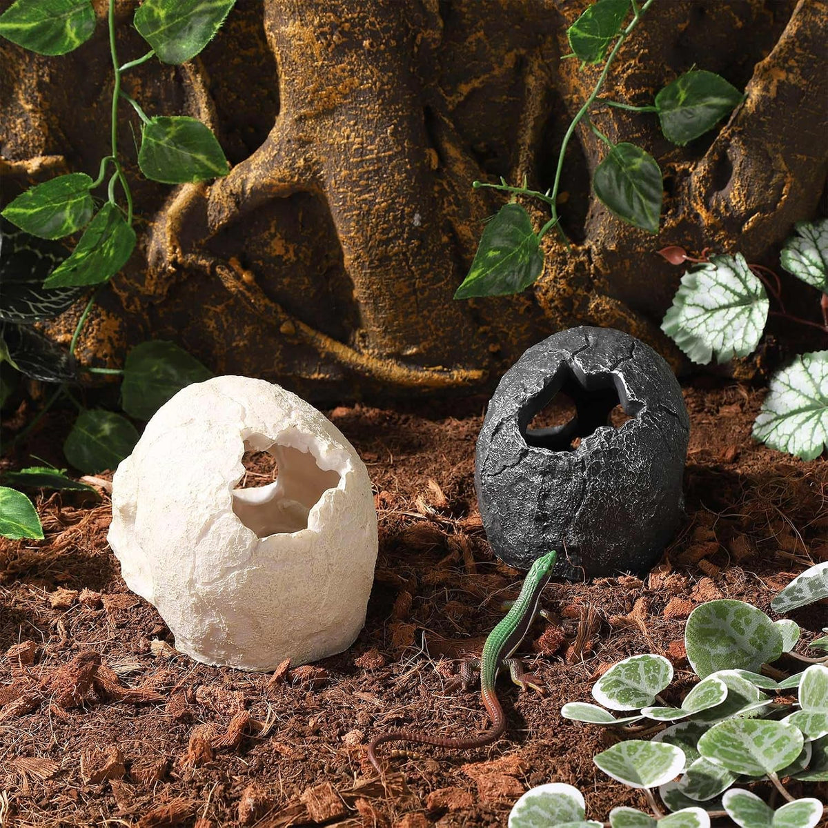 Resin Reptile Hideout for Tank Realistic Skull Decor for Terrarium - Black - image 4