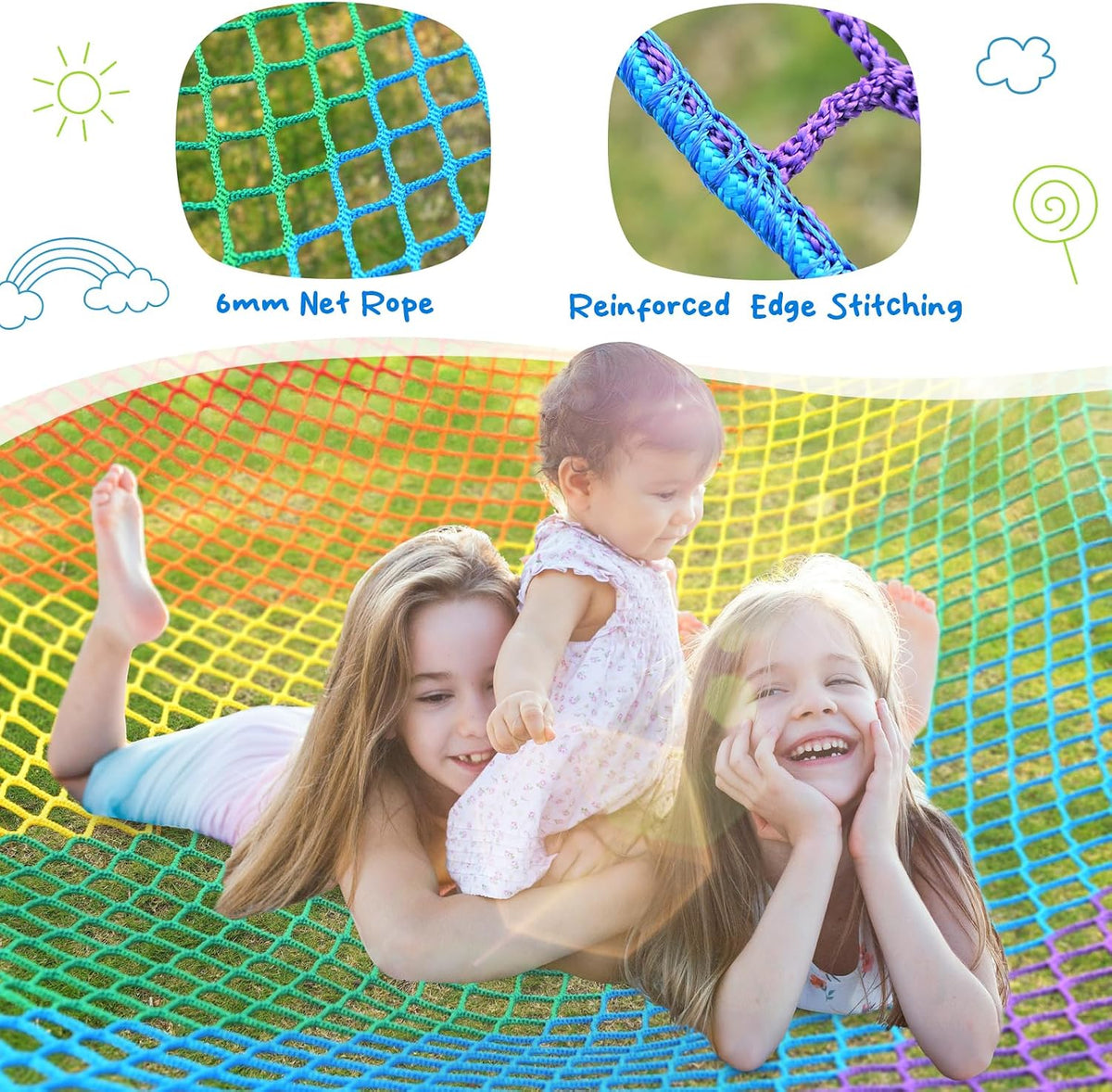 Hapfan 10 ft climbing dome with multi-color cargo net hammock for kids - view 3