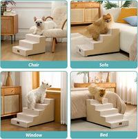 COZY KISS Dog Stairs for Small Dogs - Slope-Beige / 4 / 15.7x17.7x11.7 inch - image 4