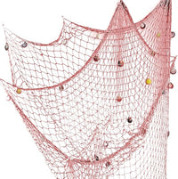 Nature Fish Net Wall Decoration with Shells, Ocean Themed Wall Hangings Fishing Net Party Decor for Pirate Party,Wedding,Photographing Decoration (Pink)