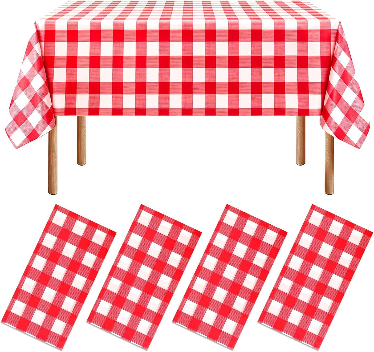 NOVWANG kids party tablecloth 4-pack in red, yellow, cloud and cow print - view 8