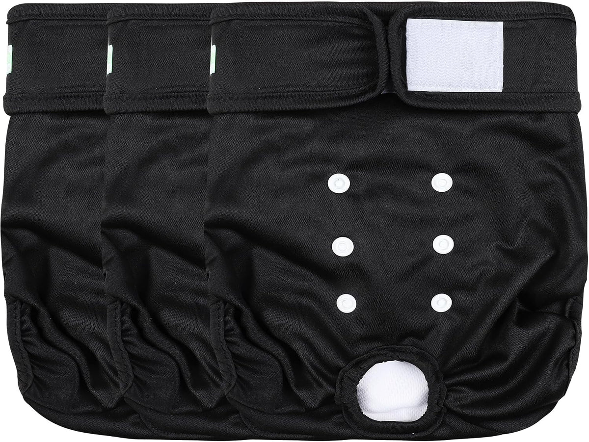 wegreeco Washable Reusable Premium Female Dog Diapers - Small / Black