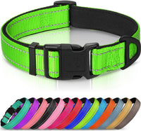 Joytale Reflective Dog Collar, Adjustable Neoprene Padded - Large (Pack of 1) / Green