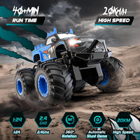 Remote Control Car All-Terrain 1:18 Rc Car with LED Lights 2 Batteries – Fun for Kids & Family - Dark Blue - image 3