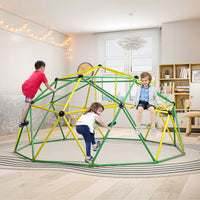Costzon 8 ft climbing dome with slide for kids in green and yellow - view 4