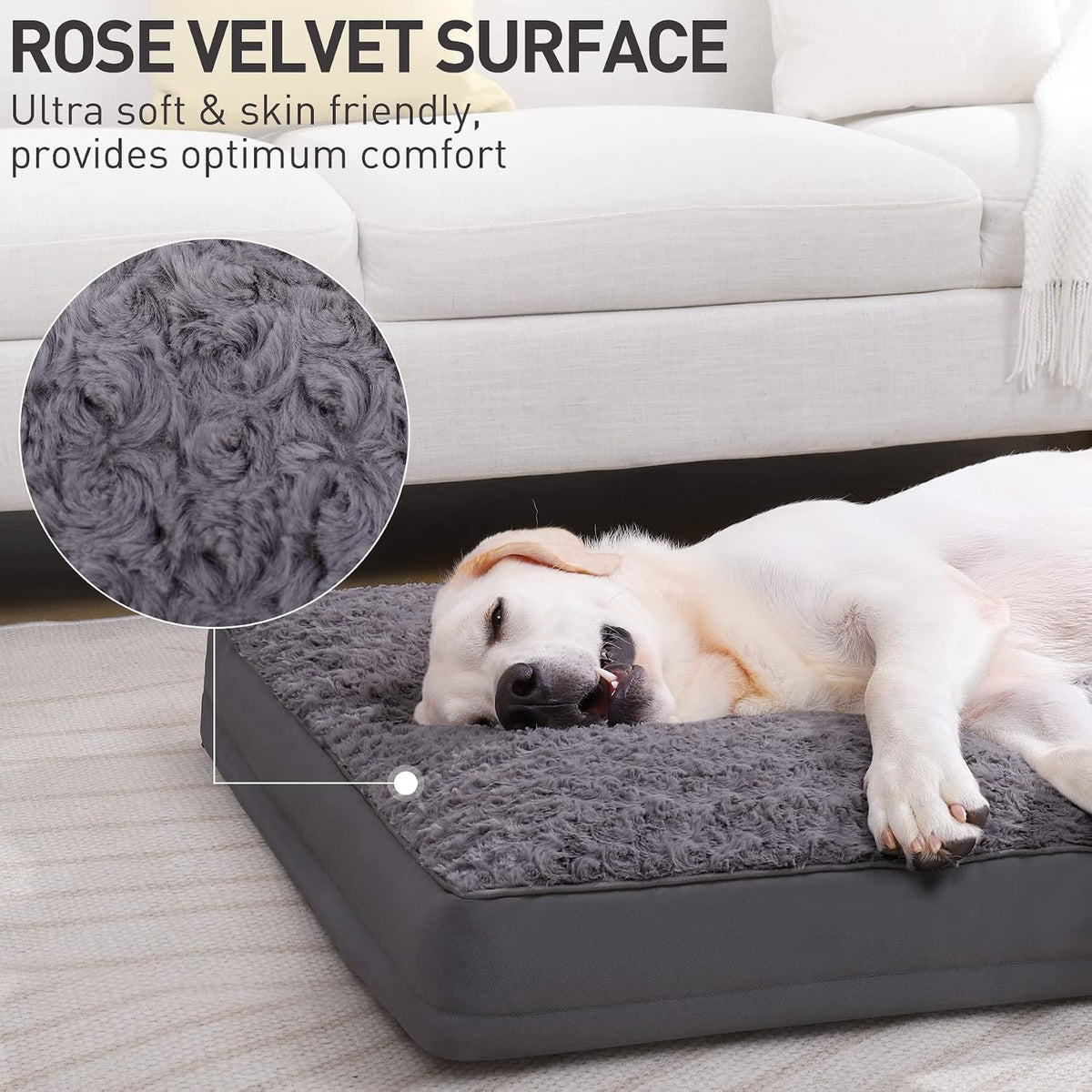 KSIIA Washable Dog Bed for Crate Waterproof for Medium Dogs - Grey / 35.0"L x 22.0"W x 3.0"Th - image 2