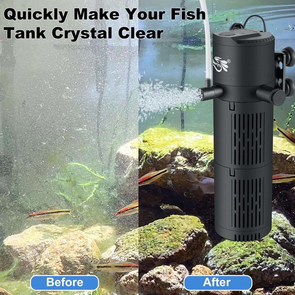 Aquarium Filter, Fish Tank Filter 4-in-1 for 30-80 Gallon Tanks - 8W (for 10-30Gal) - image 4