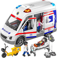 Temi ambulance toy with opening doors, action figures and stretcher accessories