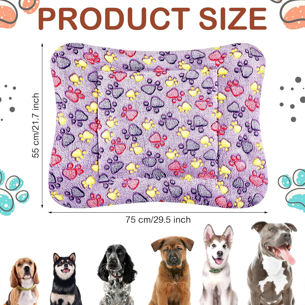 4 Pack Soft Pet Bed Mat Small Dog Crate Fleece – Essentials for Dogs - 30 x 22 Inches / Vivid Color - image 3