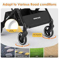 X2 Pet Stroller, Dog Cat Stroller for Small Pets Under 44lbs, Equipped with Detachable & Foldable Carrier, Waterproof Pad & Sunshade Canopy,Camel (Black)