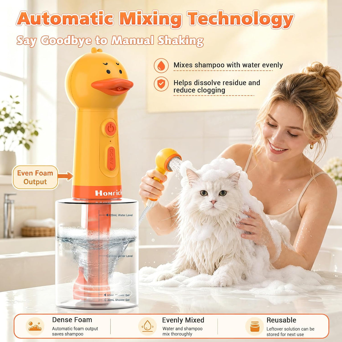 500ml Dog Shampoo Foamer with Auto Mixing - 500ml Duck - image 3