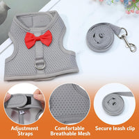 Prasacco grey size M bunny harness and leash set with mesh vest - view 3