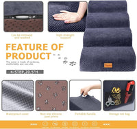 Topmart High Density Foam Dog Steps 4 Tiers,Extra Wide Deep Pet Steps,Non-Slip Dog Stairs Ramp for Bed,Soft Foam Cat Ladder,Best for Older Injured,Older Pets,Cats with Joint Pain