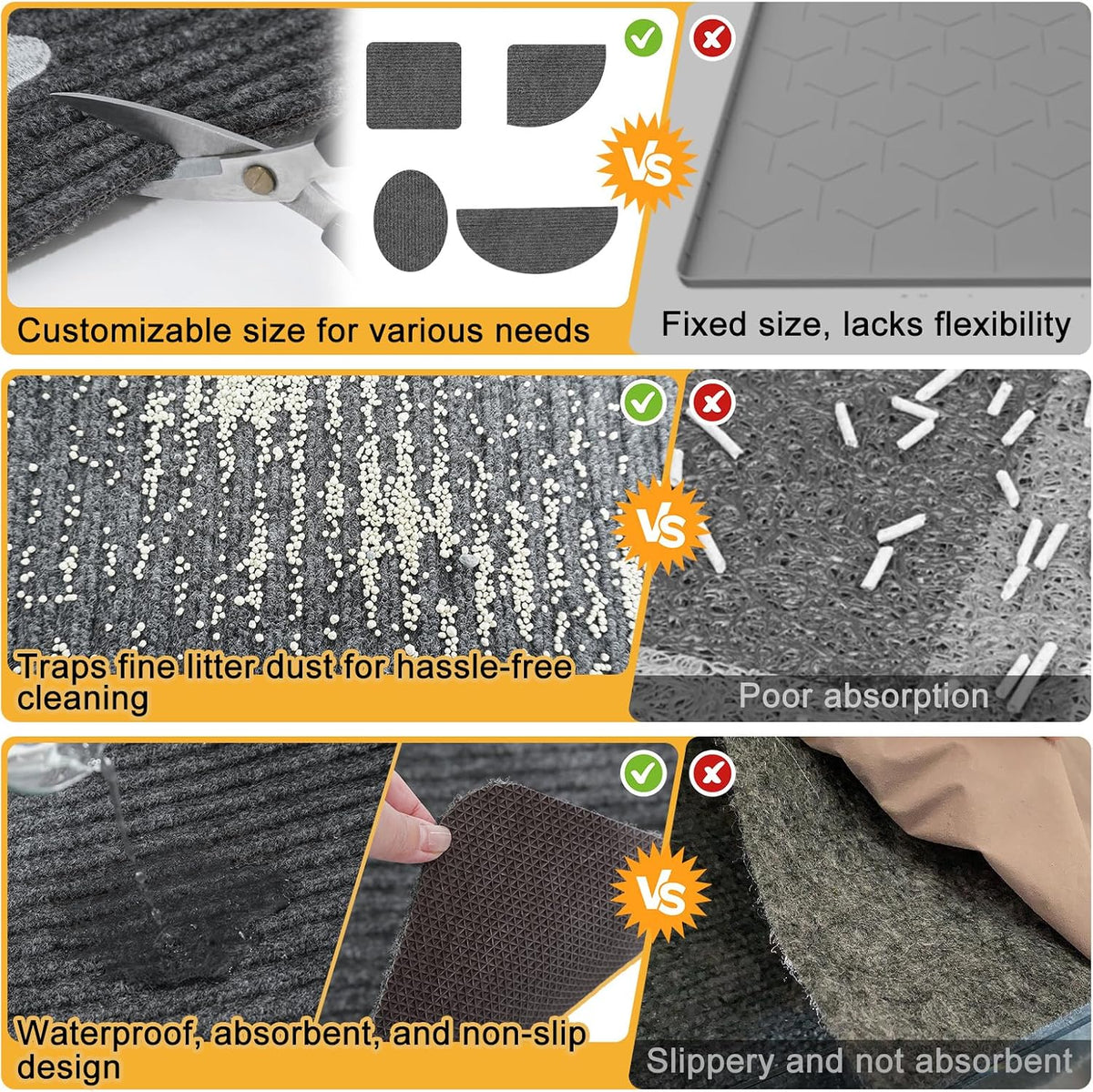 Cat Litter Mat, 20" x 28" Litter Trapping Mat, Waterproof – Daily Care for Cats - Grey / 32x45 Inch (Pack of 1) - image 4