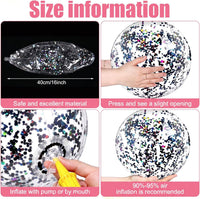 Civaner 10 Pcs Inflatable Glitter Beach Balls 16 Inch - Black / Glitter - image 2