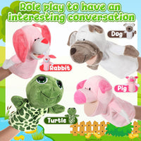 Roundfunny animal hand puppets set of 4: cow, frog, duck and sheep with movable mouths - view 5