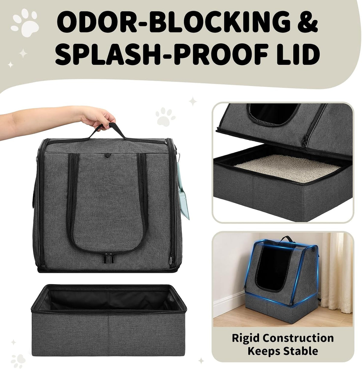 apollo walker Portable Cat Litter Box With Waterproof bag and Lid - Gray / Medium - image 3