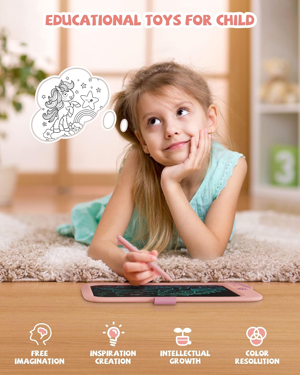 8.5 inch LCD Writing Tablet for Kids - Pink / 10 inch - image 3