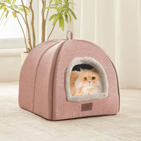 Cat Bed for Indoor Cats - Cat Cave Beds Cat House Cat Tent with Removable Washable Cushioned - Light Pink / L(17.5 x 17.5 x 17.5 Inch)
