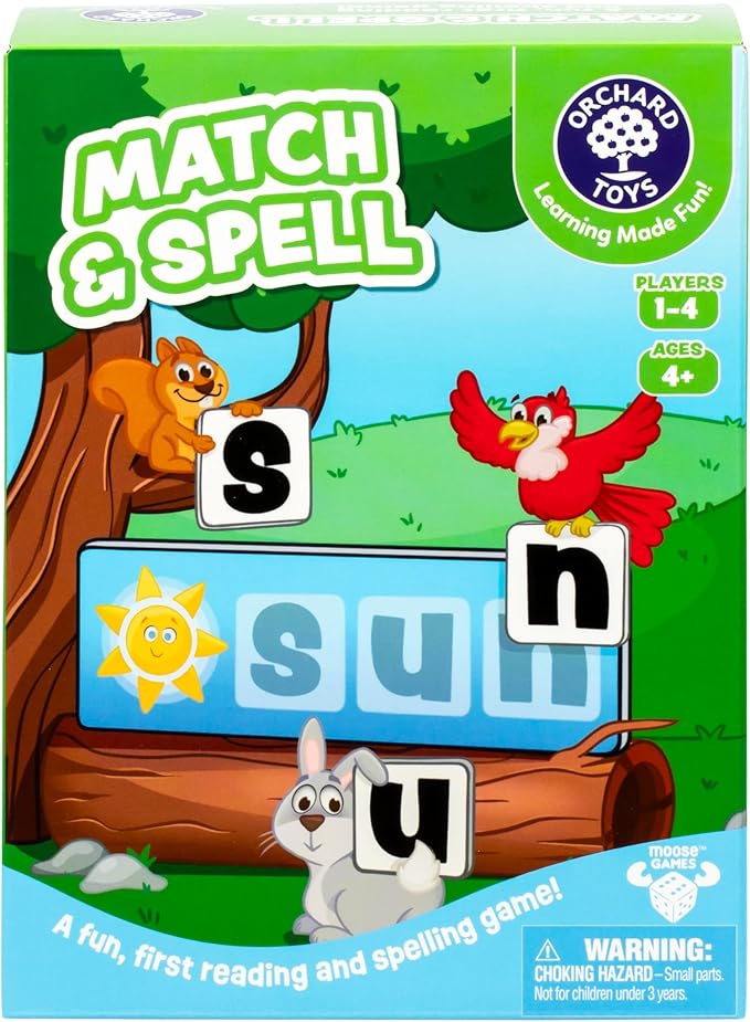 ORCHARD TOYS Match & Spell Game - New Art, Develop Your Children's Early Reading and Spelling Skills in This Updated, Fun Word-Building, 2 Ways to Play, for Ages 4+, Single or Multiplayer-Board Games-BIG FRENCHIES-TinyTreasures Baby Boutique