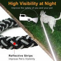Reflective Dog Leash 2/3/4/6/10ft Braided 1/2" Strong Nylon Rope – Essentials for Dogs - 3ft * 1/2" / Black - image 2