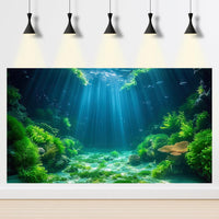 Aquarium background in vinyl showing aquatic plants, 24 by 12 inches, for fish tanks and terrariums - view 3