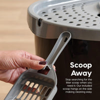 IRIS USA Top Entry Cat Litter Box, Hooded Privacy - Oval / Black w/ Scoop - image 4