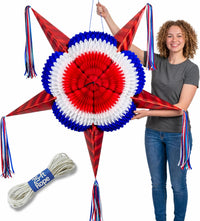 Mexican Piñata, Christmas Pinata - Red, White, Blue 52"