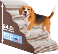 Miorun Dog Stairs for High Beds - White-coffee / 5.0 / Stairs 24.5"H