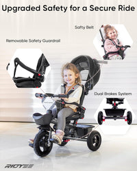 RIDYEE 7-in-1 toddler tricycle with push handle, canopy and rubber tires - view 7