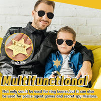 OJYUDD ring bearer security set with metal badge, sunglasses and spy earpiece - view 4