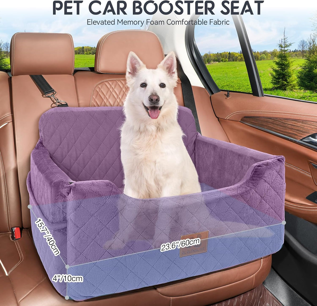 Dog Car Seat for Medium/Large Dog Under 50 lbs or 2 Small Dogs – Essentials for Dogs - Purple - image 3