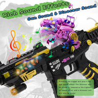DaoDaoZhu Dinosaur Light Up Toy Gun with Sound Effects - Black-pink - image 3