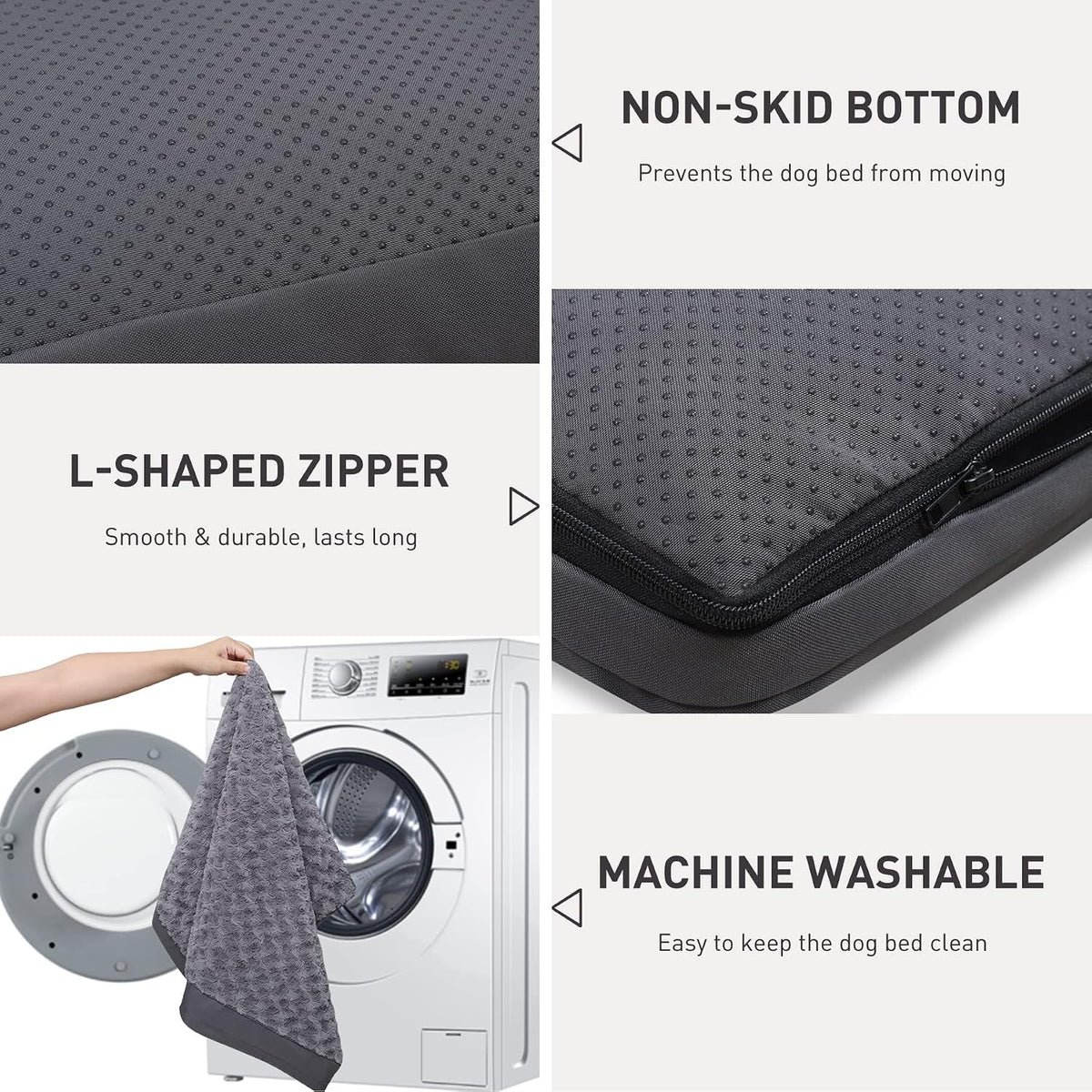 KSIIA Washable Dog Bed for Crate Waterproof for Medium Dogs - Grey / 23.0"L x 17.0"W x 3.0"Th - image 4