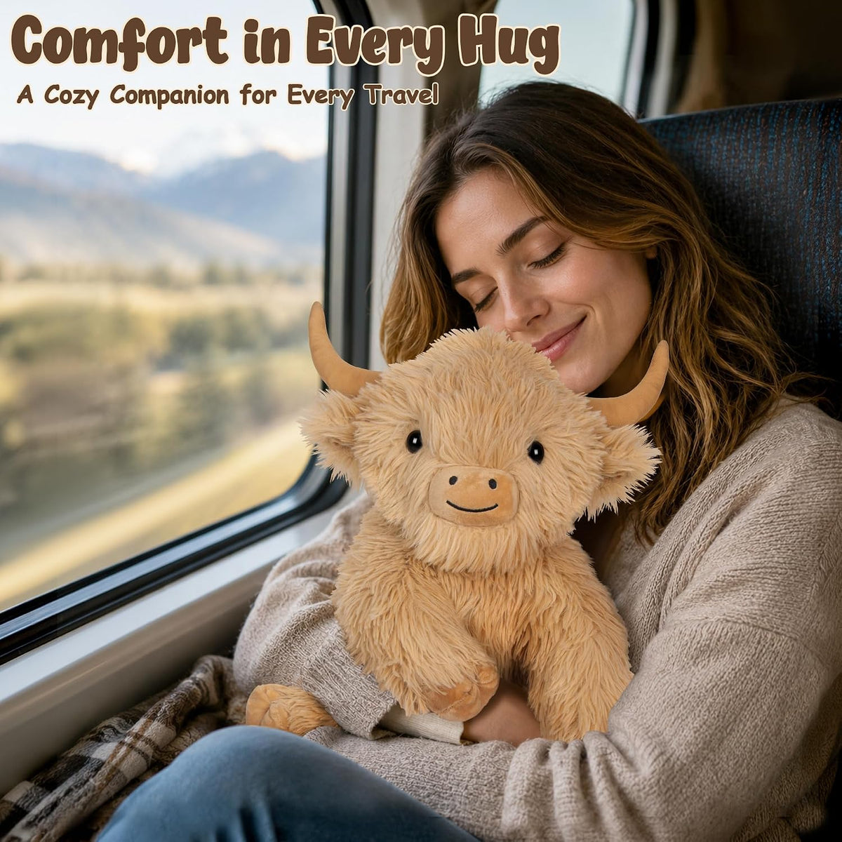 Wepop 5lbs Highland Cow Weighted Stuffed Animals 22in Giant Highland - Highland Cow-kqz - image 3