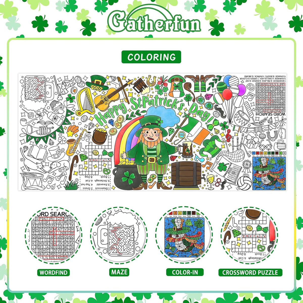 Halloween Activity Poster, Halloween Tablecloth for Kids - St. Patrick's Day - image 3