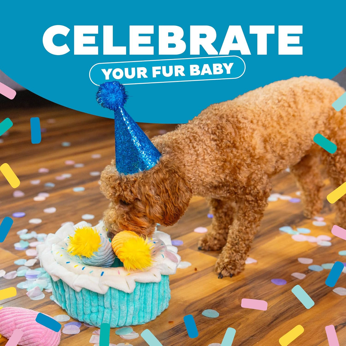 Outward Hound Hide-A-Birthday-Cake Plush Squeaky Dog Toy - Birthday Cake - image 4