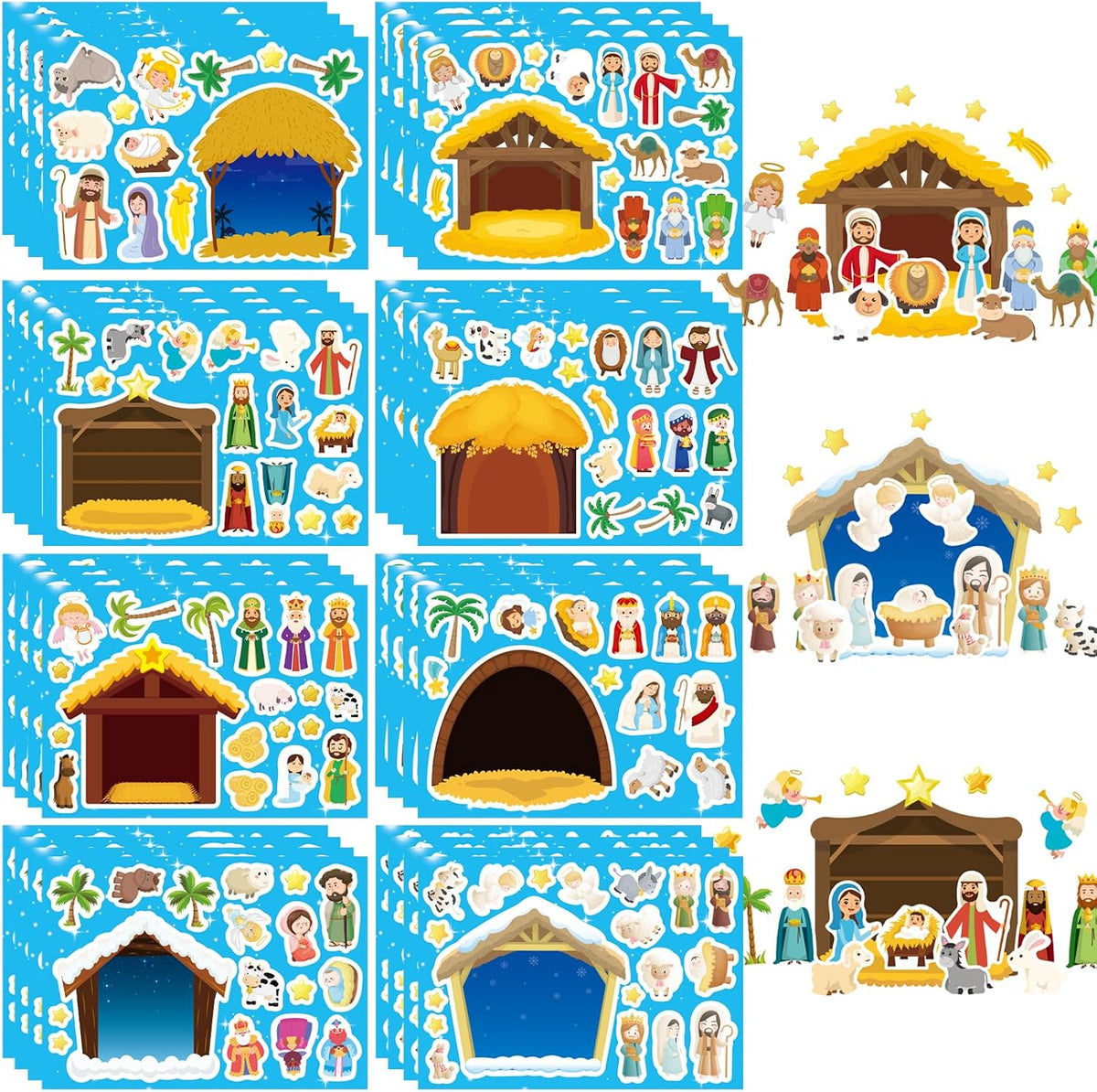48PCS Halloween Make-a-face Stickers Halloween Characters Stickers - Nativity Scene