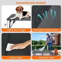 Dog Elevated Bed Foldable Portable Raised Bed Camping cot Outdoor Summer Dog Bed (Medium, Grey-Textilene)